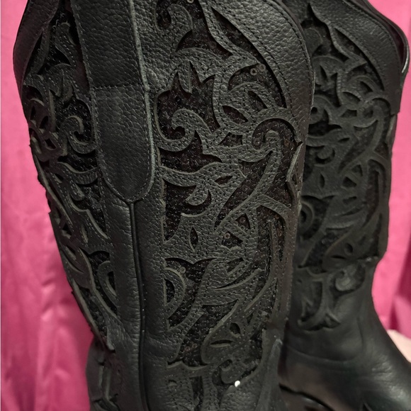 J.B. Dillon Black leather and sequined western weather and sequin western - Picture 5 of 10